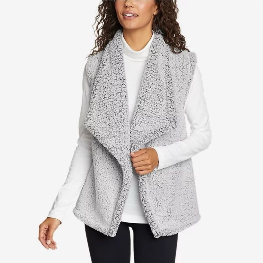 Eddie Bower Fireside Grey Plush Vest. NWT. Women’s Large.
